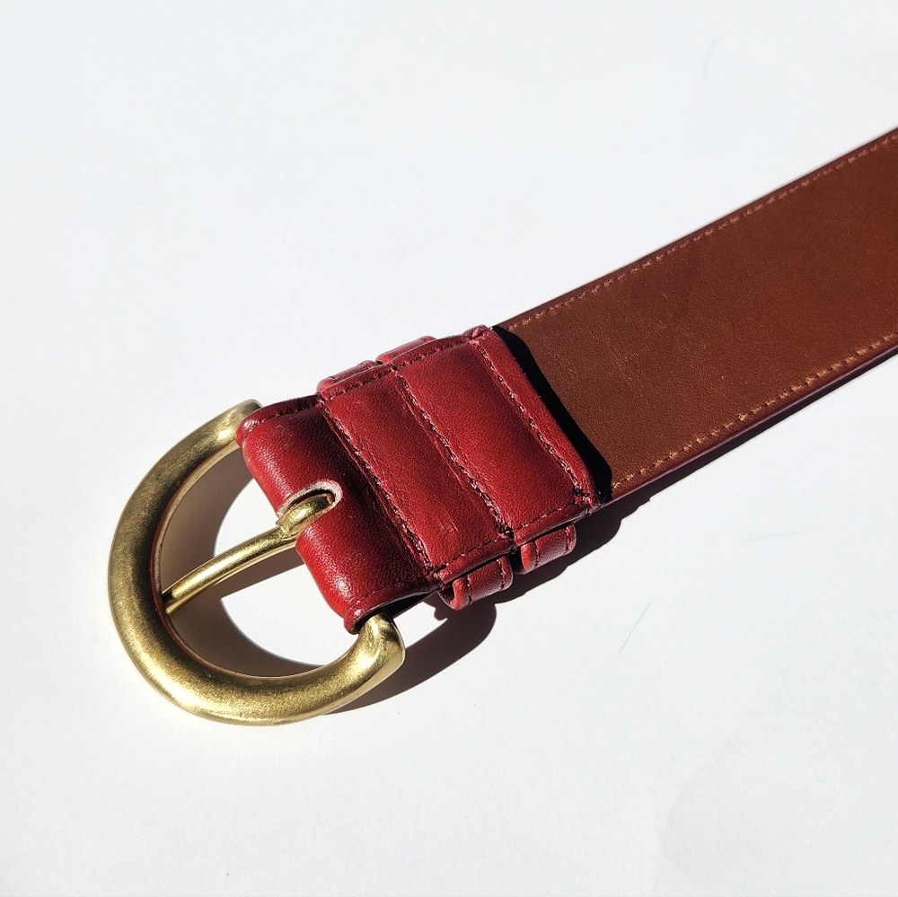 Coach Red Leather Belt with Gold Buckle - Picture 5 of 8